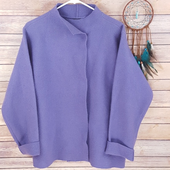 Eileen Fisher Jackets & Blazers - Eileen Fisher Boiled Wool Jacket Purple Boxy Sz S